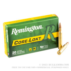 20 Rounds of .270 Win Ammo by Remington Core-Lokt - 100 gr PSP