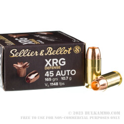 25 Rounds of .45 ACP Ammo by Sellier & Bellot XRG Defense - 165gr SCHP