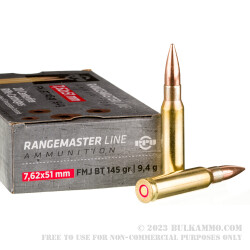 20 Rounds of 7.62x51mm Ammo by Prvi Partizan - 145gr FMJBT