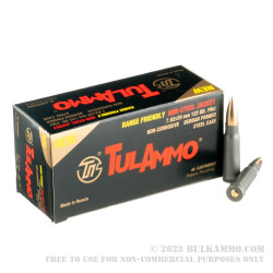 1000 Rounds of 7.62x39 Ammo by Tula - 122gr Nonmagnetic Brass FMJ