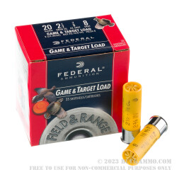 250 Rounds of 20ga Ammo by Federal Field & Range - 7/8 ounce #8 shot