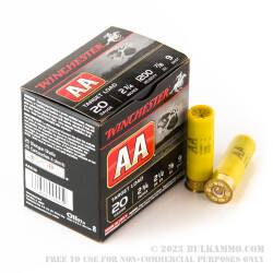 25 Rounds of 20ga Ammo by Winchester AA - 2-3/4" 7/8 ounce #9 shot