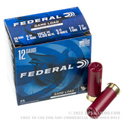 25 Rounds of 12ga Ammo by Federal Game-Shok - 2 3/4" 1 1/8 ounce #7 1/2 shot