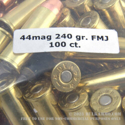 100 Rounds of .44 Mag Ammo by MBI - 240gr FMJ