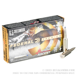 20 Rounds of 6.5 Creedmoor Ammo by Federal - 130gr Terminal Ascent