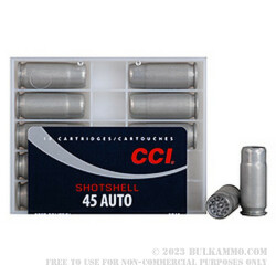 10 Rounds of .45 ACP Ammo by CCI - 120gr #9 shot