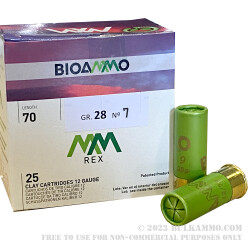 250 Rounds of 12ga Ammo by BioAmmo Rex Lead - 1 ounce #7 shot