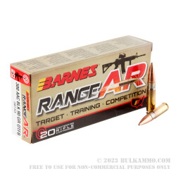 20 Rounds of .300 AAC Blackout Ammo by Barnes Range AR - 90gr OTM