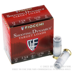 250 Rounds of 12ga Ammo by Fiocchi - 1 ounce #9 shot