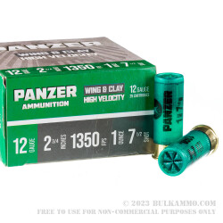 250 Rounds of 12ga Ammo by Panzer - 1 ounce #7 1/2 shot