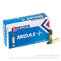 50 Rounds of .22 LR Ammo by Lapua Midas+ - 40gr LRN