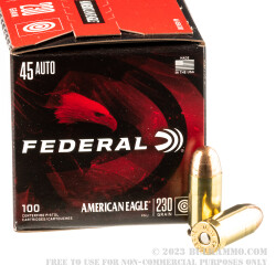 100 Rounds of .45 ACP Ammo by Federal - 230gr FMJ