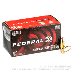 100 Rounds of .45 ACP Ammo by Federal - 230gr FMJ