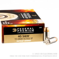 50 Rounds of .40 S&W Ammo Tactical Bonded by Federal LE - 155gr JHP