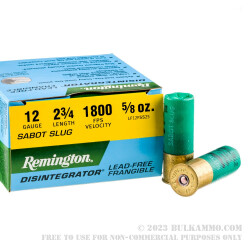 25 Rounds of 12ga Ammo by Remington Disintegrator - 5/8 ounce lead-free frangible sabot slug