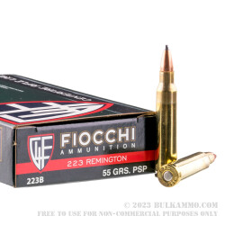 20 Rounds of .223 Ammo by Fiocchi - 55gr PSP