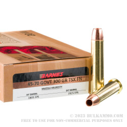 20 Rounds of .45-70 Ammo by Barnes - 300 gr TSX