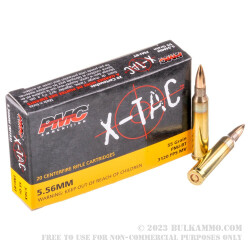 20 Rounds of 5.56x45 Ammo by PMC - 55gr FMJ