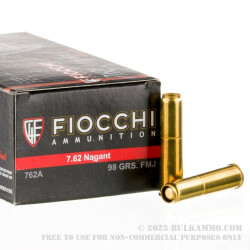 50 Rounds of 7.62x38mm Nagant Ammo by Fiocchi - 97 gr FMJ