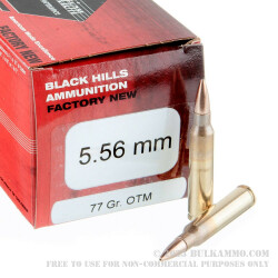 50 Rounds of 5.56x45 Ammo by Black Hills - 77gr OTM