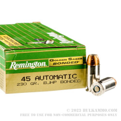 50 Rounds of .45 ACP Ammo by Remington Golden Saber Bonded - 230gr JHP