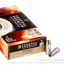 50 Rounds of .40 S&W Ammo by Federal - 155gr JHP HST LE