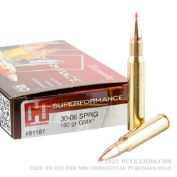 20 Rounds of 30-06 Springfield Ammo by Hornady Superformance - 180gr GMX