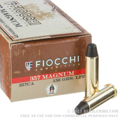 50 Rounds of .357 Mag Ammo by Fiocchi - 158gr LRNFP