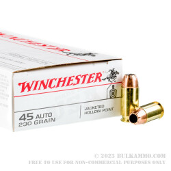 50 Rounds of .45 ACP Ammo by Winchester - 230gr JHP