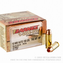 20 Rounds of 10mm Ammo by Barnes VOR-TX - 155gr XPB