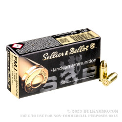 50 Rounds of .380 ACP Ammo by Sellier & Bellot - 92gr FMJ