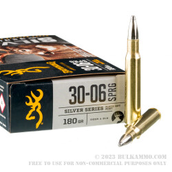 20 Rounds of 30-06 Springfield Ammo by Browning Silver Series - 180gr SP