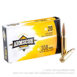 20 Rounds of .308 Win Ammo by Armscor - 147gr FMJ