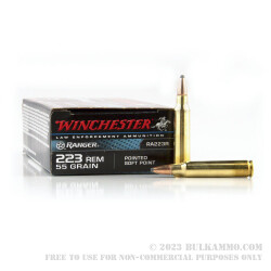 200 Rounds of .223 Ammo by Winchester Ranger - 55gr PSP