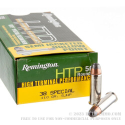 50 Rounds of .38 Spl Ammo by Remington HTP - 110gr SJHP