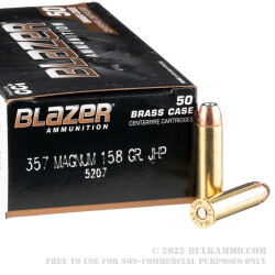 50 Rounds of .357 Mag Ammo by Blazer Brass - 158gr JHP