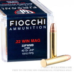 2000 Rounds of .22 WMR Ammo by Fiocchi - 40gr JHP