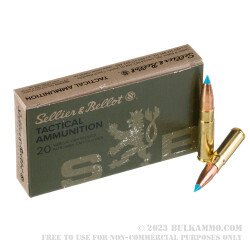 20 Rounds of .300 AAC Blackout Ammo by Sellier & Bellot - 110gr eXergy Blue