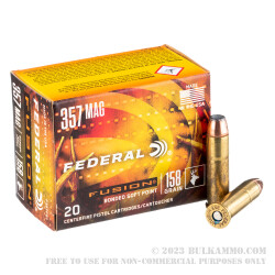 20 Rounds of .357 Mag Ammo by Federal - 158gr Fusion