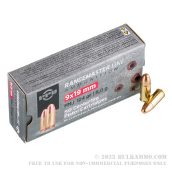 1000 Rounds of 9mm Ammo by Prvi Partizan Rangemaster - 124gr FMJ