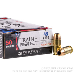 500 Rounds of .45 ACP Ammo by Federal Train + Protect - 230gr JHP
