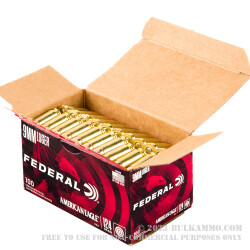 500 Rounds of 9mm Ammo by Federal American Eagle - 124gr FMJ