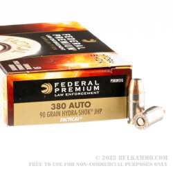 1000 Rounds of .380 ACP Ammo by Federal Hydra-Shok - 90gr JHP