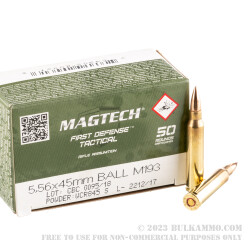 50 Rounds of 5.56x45 Ammo by Magtech - 55gr FMJ M193