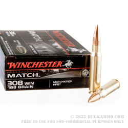 20 Rounds of .308 Win Ammo by Winchester Supreme Match - 168gr HPBT MatchKing