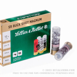 10 Rounds of 12ga 3" Magnum Shells by Sellier & Bellot -  00 Buck