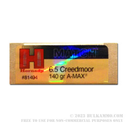 20 Rounds of 6.5 mm Creedmoor Ammo by Hornady - 140gr A-MAX Match