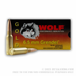 20 Rounds of 6.5mm Grendel  Ammo by Wolf - 120gr MPT