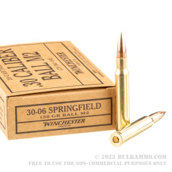 20 Rounds of 30-06 Springfield (M1 Garand) Ammo by Winchester WWII Victory Series - 150gr FMJ