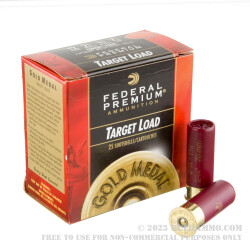 25 Rounds of 12ga Ammo by Federal Gold Medal Target - 2-3/4" 1 1/8 ounce #7 1/2 shot